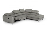 Divani Casa Versa Modern Grey Teco-Leather Right Facing Sectional Sofa with Recliner