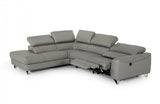 Divani Casa Versa Modern Grey Teco-Leather Left Facing Sectional Sofa with Recliner