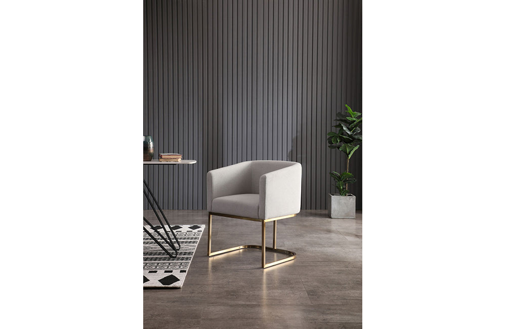Modrest Yukon Modern Light Grey Fabric + Antique Brass Dining Chair