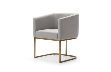 Modrest Yukon Modern Light Grey Fabric + Antique Brass Dining Chair