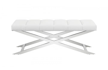 Modrest Xane Contemporary White Vegan Leather Bench